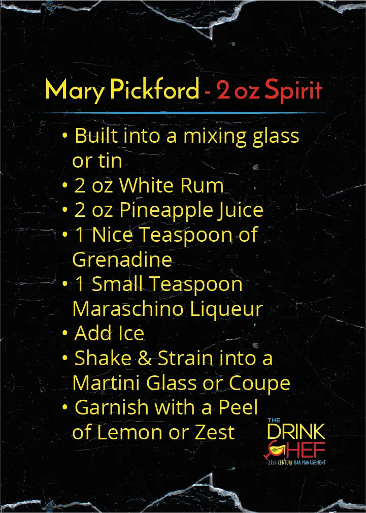 The Drink Chef Mary Pickford